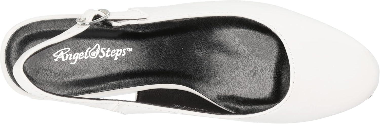 imageAngelSteps Womens Adult Delia Pumps Dress Shoes Low Heel SlingbackWhite
