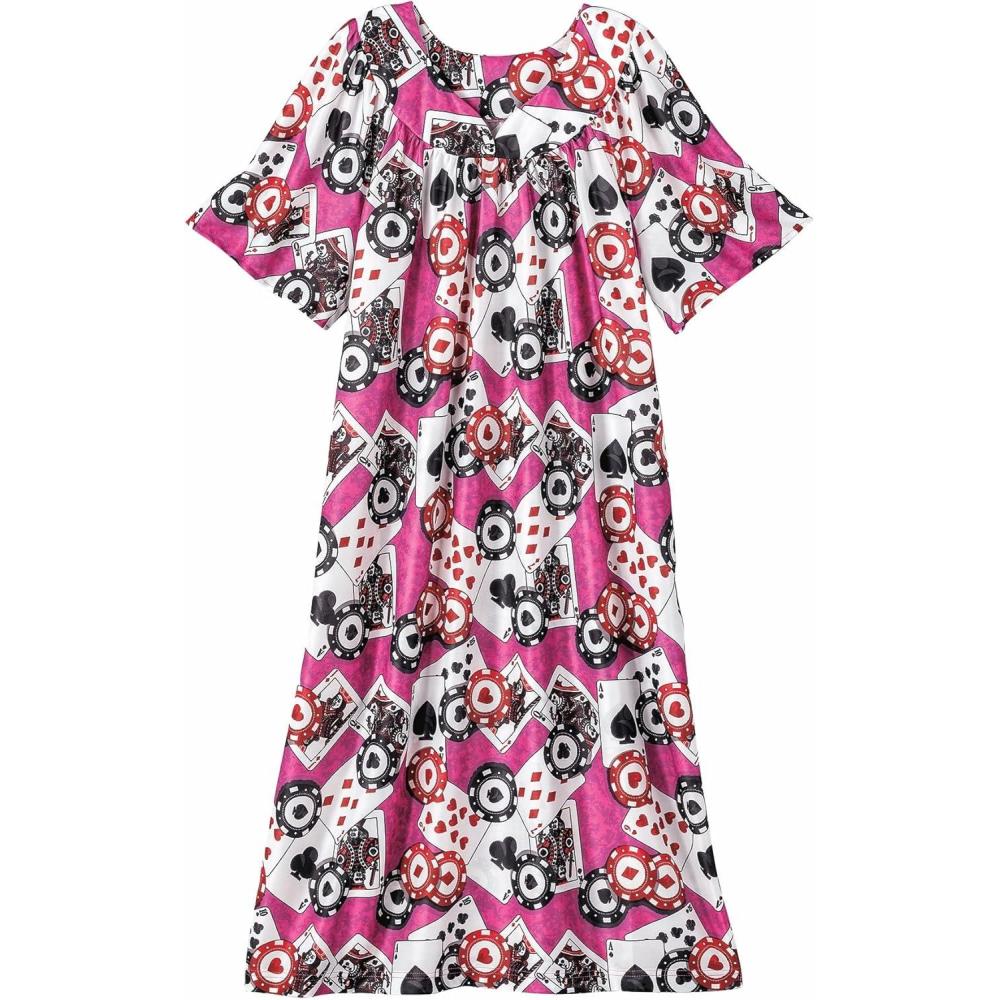 imageAmeriMark Casual Womens Patio Muumuu House Dress Loose Comfortable Short Sleeve Sun Dress Lounger Gown Sleepwear for LadiesPurple Cards