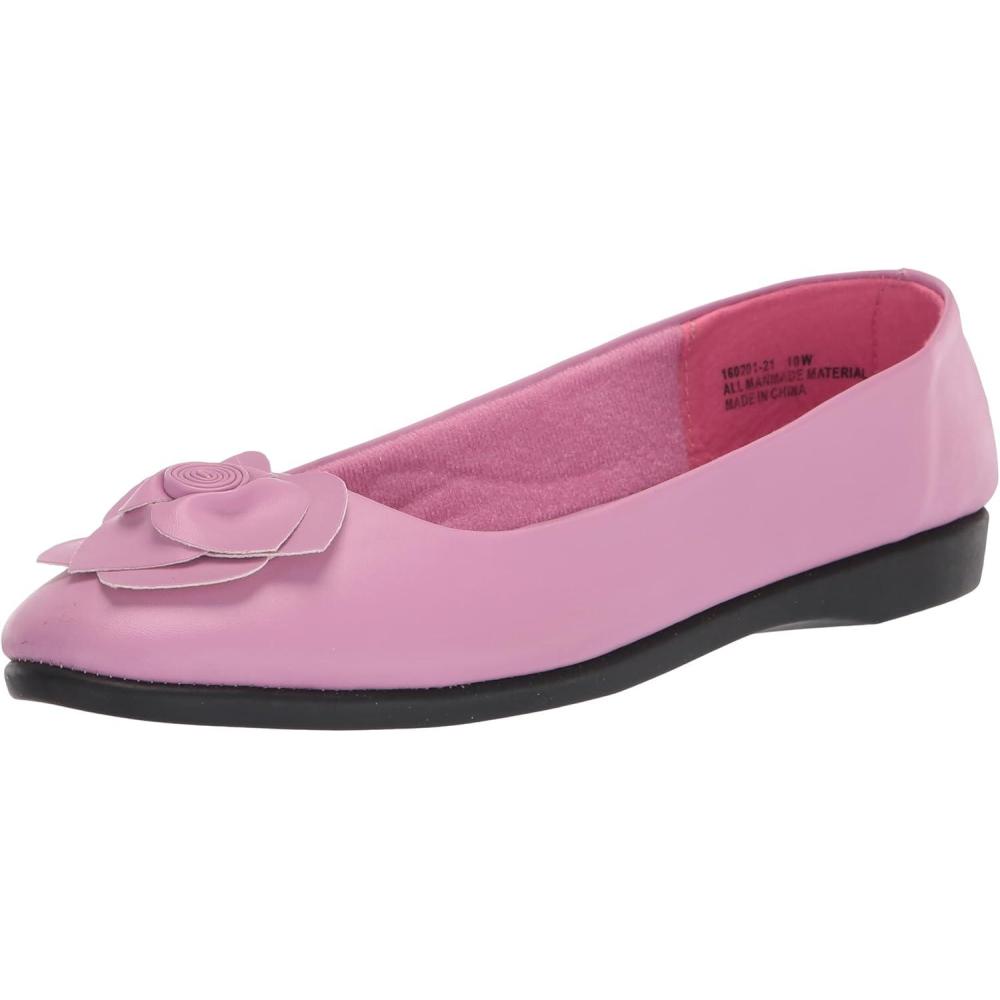 imageAmeriMark Classic Women SlipOn Rose Ballet Flat Ladies Comfortable NoSkid Arch Support Dress Shoe with Floral AccentsMauve