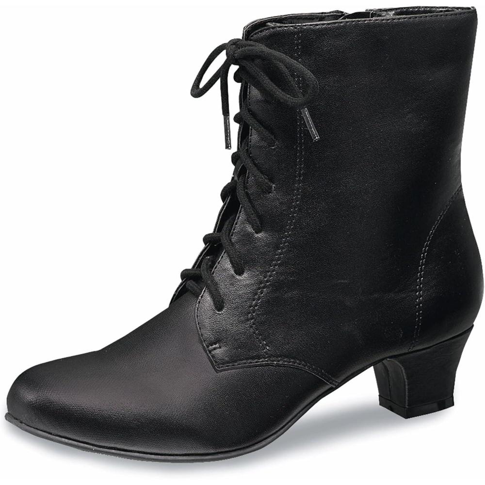 imageAmeriMark Jada Lace Up Ankle Boots Low Heeled Boots for WomenBlack