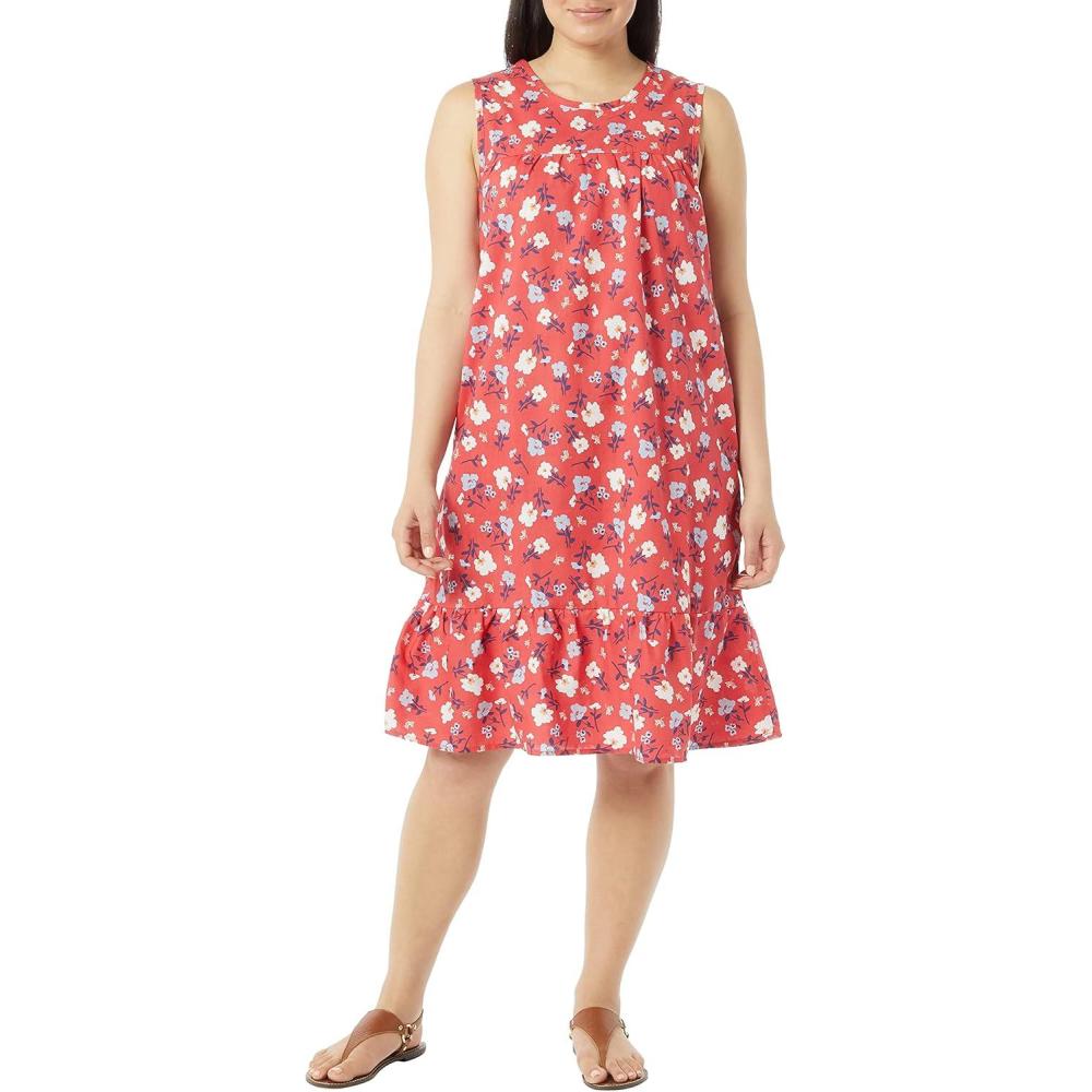 imageAmeriMark Womens Breezy Casual Sundress Beach Coverup Sleeveless with Side PocketRed Floral