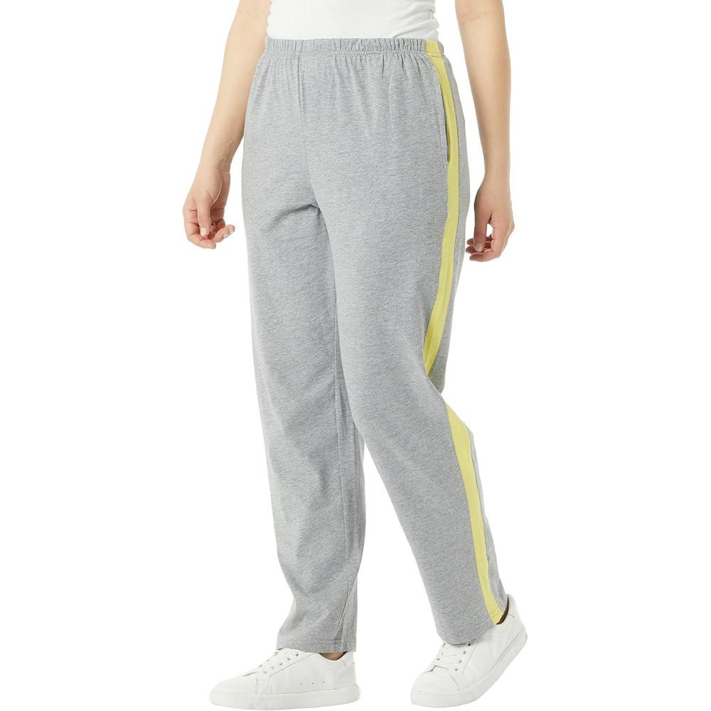 imageAmeriMark Womens Contrast Stripe Sweatpants PullOn Pants with PocketsGray Sunshine