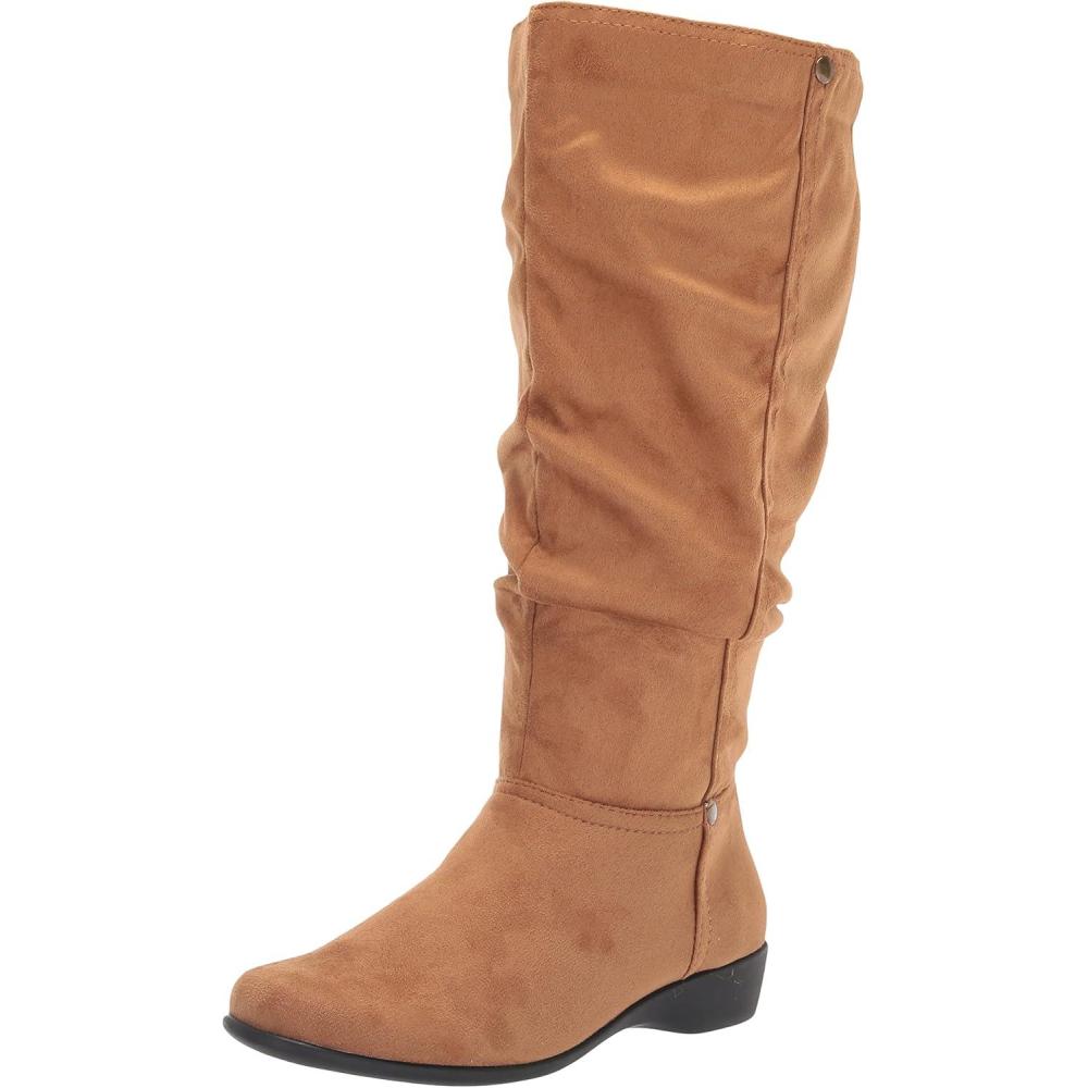 imageAmeriMark Womens FauxSuede Adina WideCalf Boots  Comfortable Stylish Durable Side Zipper Excellent TractionCognac