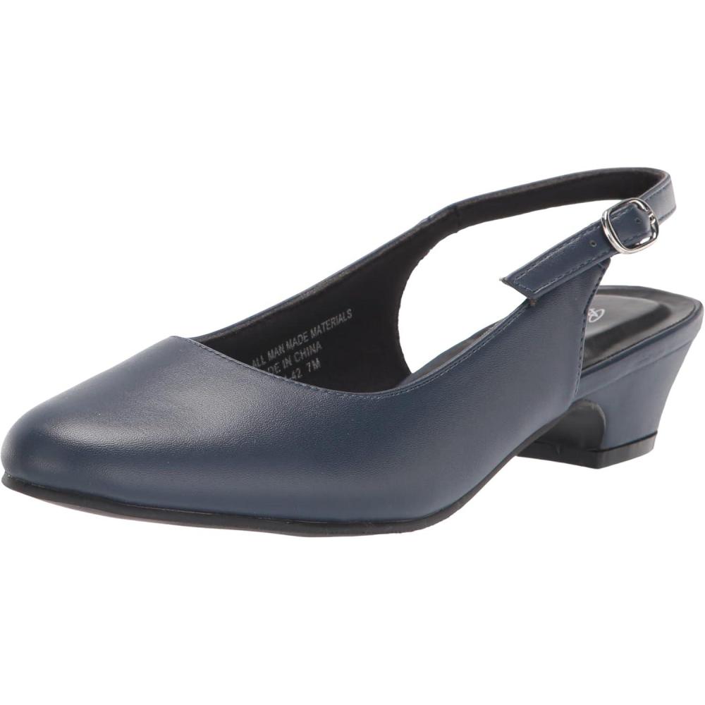 imageAngel Steps Womens Adult Delia Pumps Dress Shoes Low Heel Slingback Navy 85 Medium US Women