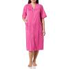 imageAmeriMark Women CalfLength Snap Front Duster Bathrobe  Plush LooseFitting Housecoat Full Coverage Bath Robe Patch PocketsBright Orchid