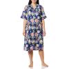 imageAmeriMark Women CalfLength Snap Front Duster Bathrobe  Plush LooseFitting Housecoat Full Coverage Bath Robe Patch PocketsNavy Print