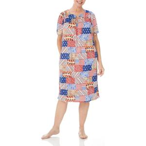 AmeriMark Casual Women’s Patio Muumuu House Dress Loose Comfortable Short Sleeve Sun Dress Lounger Gown Sleepwear for Ladies(Americana)