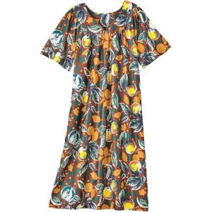 AmeriMark Casual Women’s Patio Muumuu House Dress Loose Comfortable Short Sleeve Sun Dress Lounger Gown Sleepwear for Ladies(Apple)