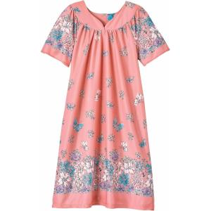 AmeriMark Casual Women’s Patio Muumuu House Dress Loose Comfortable Short Sleeve Sun Dress Lounger Gown Sleepwear for Ladies(Berry Floral)