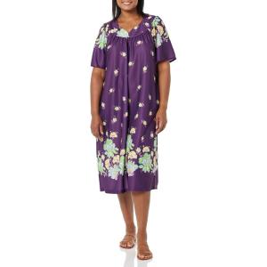 AmeriMark Casual Women’s Patio Muumuu House Dress Loose Comfortable Short Sleeve Sun Dress Lounger Gown Sleepwear for Ladies(Concord Floral)