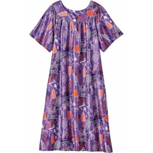 AmeriMark Casual Women’s Patio Muumuu House Dress Loose Comfortable Short Sleeve Sun Dress Lounger Gown Sleepwear for Ladies(Dressmaker)