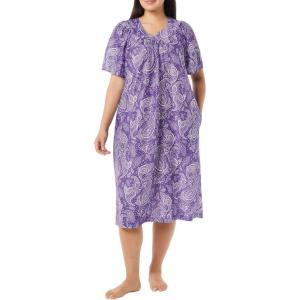 AmeriMark Casual Women’s Patio Muumuu House Dress Loose Comfortable Short Sleeve Sun Dress Lounger Gown Sleepwear for Ladies(Iris Paisley)