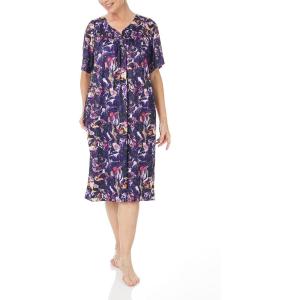 AmeriMark Casual Women’s Patio Muumuu House Dress Loose Comfortable Short Sleeve Sun Dress Lounger Gown Sleepwear for Ladies(Purple Marble)