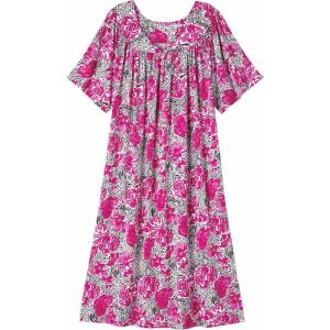 AmeriMark Casual Women’s Patio Muumuu House Dress Loose Comfortable Short Sleeve Sun Dress Lounger Gown Sleepwear for Ladies(Rose Animal)