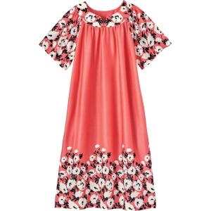 AmeriMark Casual Women’s Patio Muumuu House Dress Loose Comfortable Short Sleeve Sun Dress Lounger Gown Sleepwear for Ladies(Rosette Floral)