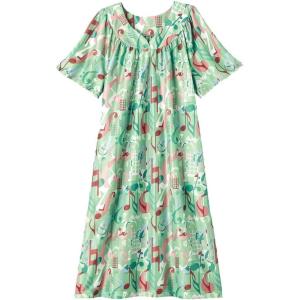 AmeriMark Casual Women’s Patio Muumuu House Dress Loose Comfortable Short Sleeve Sun Dress Lounger Gown Sleepwear for Ladies(Teal Music)