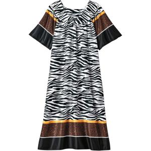 AmeriMark Casual Women’s Patio Muumuu House Dress Loose Comfortable Short Sleeve Sun Dress Lounger Gown Sleepwear for Ladies(Zebra)