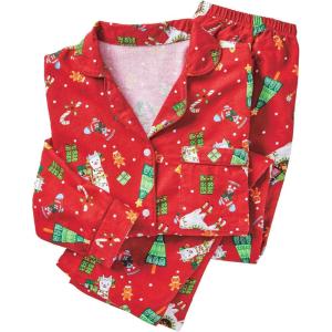 AmeriMark Cozee Corner Floral Printed Flannel Pajama Set – 100% Cotton Flannel PJs, Button-Down Top, Elastic Waist Pants(Llama)