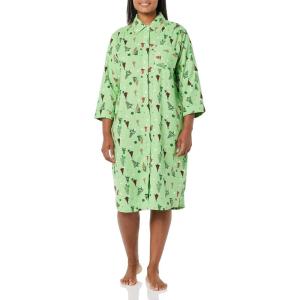 AmeriMark Flannel Nightshirt Button Down Sleepshirt Knit Nightgown for Women Plus Size(Holiday)