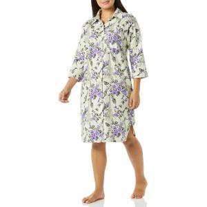 AmeriMark Flannel Nightshirt Button Down Sleepshirt Knit Nightgown for Women Plus Size(Ivory Tower)