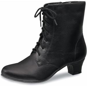 AmeriMark Jada Lace Up Ankle Boots Low Heeled Boots for Women(Black)