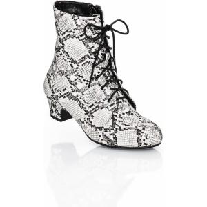 AmeriMark Jada Lace Up Ankle Boots Low Heeled Boots for Women(Black White Snake)