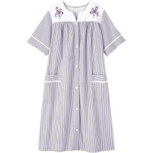 AmeriMark Women Calf-Length Snap Front Knit Duster House Coat Robe – Loose-Fitting Plush Bathrobe – Short Sleeve Bath Robe(Periwinkle)