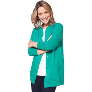AmeriMark Women Fleece Snap Button Cardigan Sweatshirt Coat – Ladies Soft Lightweight Warm Long Sleeve Jacket with Pockets(Capri Green)