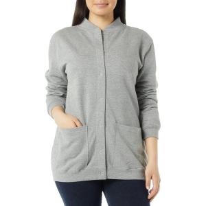 AmeriMark Women Fleece Snap Button Cardigan Sweatshirt Coat – Ladies Soft Lightweight Warm Long Sleeve Jacket with Pockets(Heather Gray)