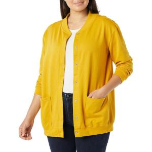 AmeriMark Women Fleece Snap Button Cardigan Sweatshirt Coat – Ladies Soft Lightweight Warm Long Sleeve Jacket with Pockets(Maize)