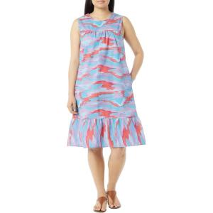 AmeriMark Womens Breezy Casual Sundress Beach Coverup Sleeveless with Side Pocket(Brushstroke)