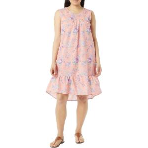AmeriMark Womens Breezy Casual Sundress Beach Coverup Sleeveless with Side Pocket(Coral Delite)