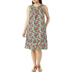 AmeriMark Womens Breezy Casual Sundress Beach Coverup Sleeveless with Side Pocket(Midnight Flower)