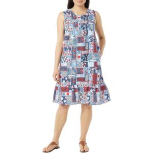 AmeriMark Womens Breezy Casual Sundress Beach Coverup Sleeveless with Side Pocket(Nautical)