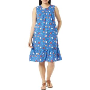 AmeriMark Womens Breezy Casual Sundress Beach Coverup Sleeveless with Side Pocket(Navy Stars)