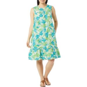 AmeriMark Womens Breezy Casual Sundress Beach Coverup Sleeveless with Side Pocket(Tropical)