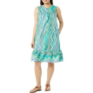 AmeriMark Womens Breezy Casual Sundress Beach Coverup Sleeveless with Side Pocket(Wave Stripe)