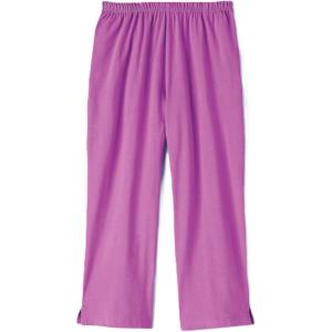 AmeriMark Women’s Capri Pants – Full Elastic Waist Pedal Pushers – Ladies 100% Cotton Pull-On Cropped Pants – Side Pockets(Mulberry)