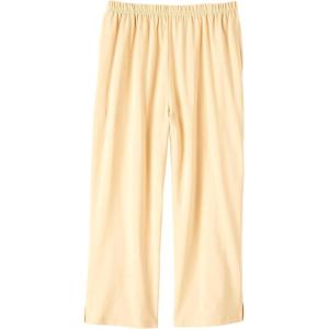 AmeriMark Women’s Capri Pants – Full Elastic Waist Pedal Pushers – Ladies 100% Cotton Pull-On Cropped Pants – Side Pockets(Sand Dollar)