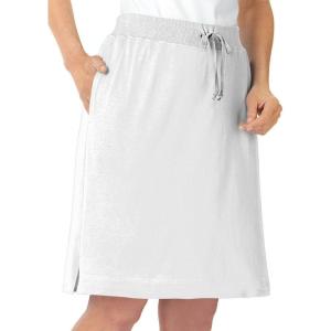 AmeriMark Women’s Stretch Knit Skort Cotton Skort w/Pocket & Drawstring Waist(White)