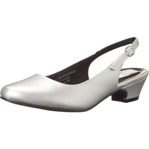 AngelSteps Women’s Adult Delia Pumps Dress Shoes Low Heel Slingback(Silver)