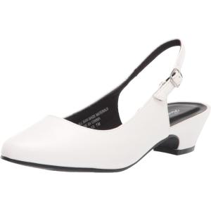 AngelSteps Women’s Adult Delia Pumps Dress Shoes Low Heel Slingback(White)