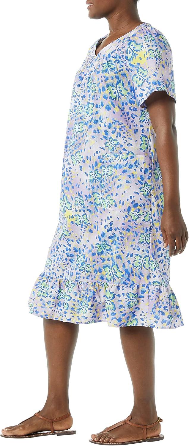 imageAmeriMark Casual Womens Muumuu House Dress Comfortable Flowy Short Sleeve Patio Sun Dress Lounger Gown Sleepwear for LadiesAnimal Print