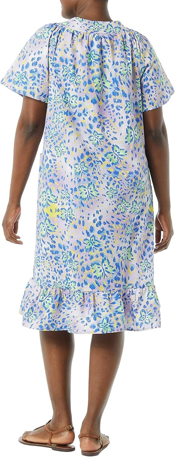 imageAmeriMark Casual Womens Muumuu House Dress Comfortable Flowy Short Sleeve Patio Sun Dress Lounger Gown Sleepwear for LadiesAnimal Print