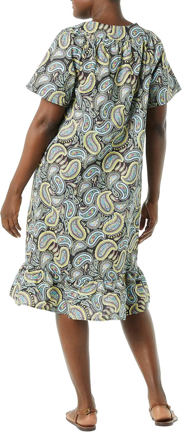 imageAmeriMark Casual Womens Muumuu House Dress Comfortable Flowy Short Sleeve Patio Sun Dress Lounger Gown Sleepwear for LadiesBlack Paisley