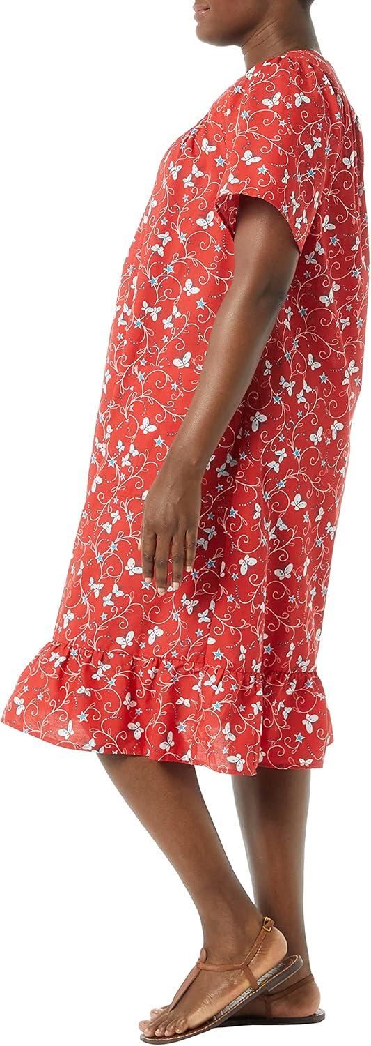 imageAmeriMark Casual Womens Muumuu House Dress Comfortable Flowy Short Sleeve Patio Sun Dress Lounger Gown Sleepwear for LadiesBrown