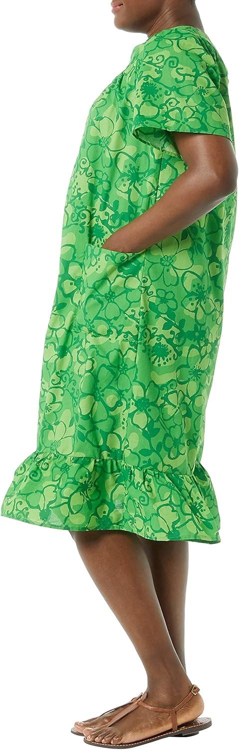 imageAmeriMark Casual Womens Muumuu House Dress Comfortable Flowy Short Sleeve Patio Sun Dress Lounger Gown Sleepwear for LadiesGreen