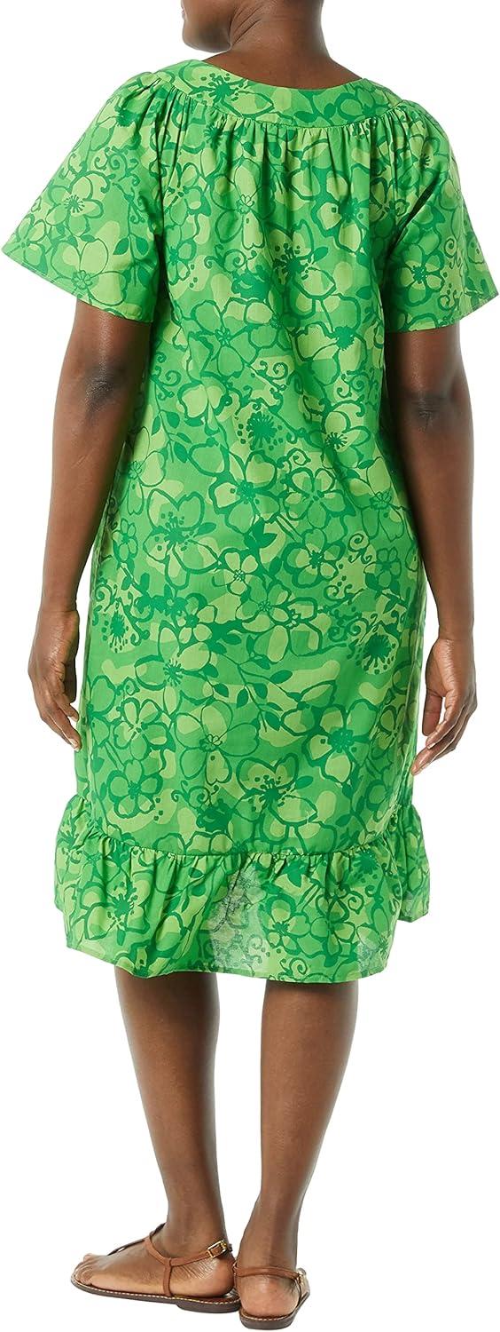 imageAmeriMark Casual Womens Muumuu House Dress Comfortable Flowy Short Sleeve Patio Sun Dress Lounger Gown Sleepwear for LadiesGreen