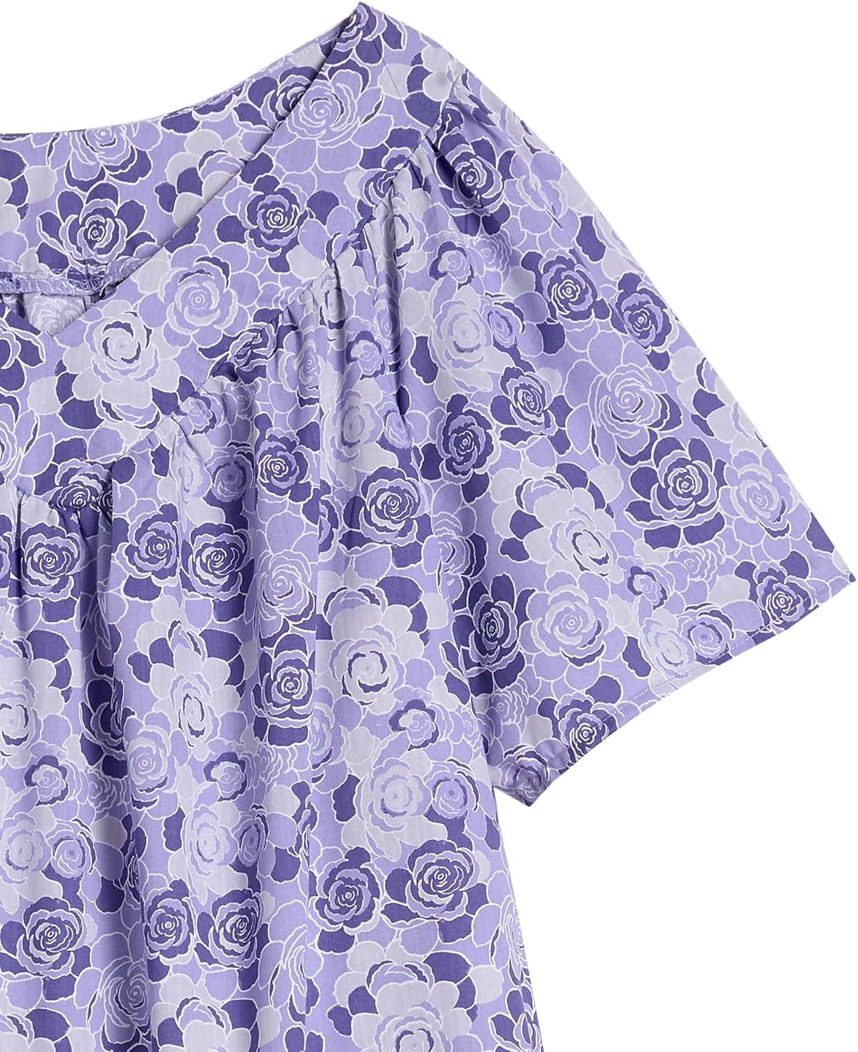 imageAmeriMark Casual Womens Muumuu House Dress Comfortable Flowy Short Sleeve Patio Sun Dress Lounger Gown Sleepwear for LadiesMulti Purple