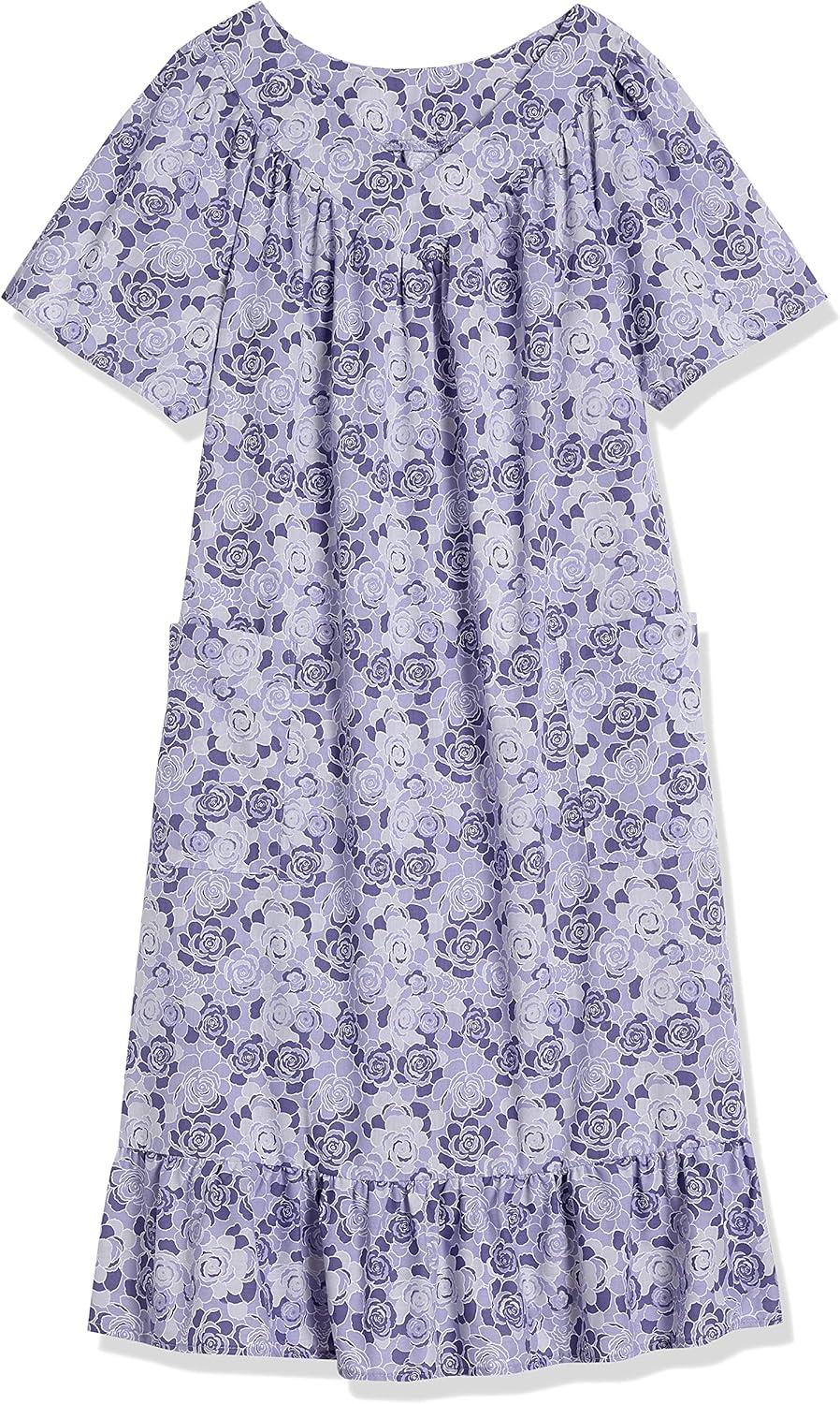 imageAmeriMark Casual Womens Muumuu House Dress Comfortable Flowy Short Sleeve Patio Sun Dress Lounger Gown Sleepwear for LadiesMulti Purple